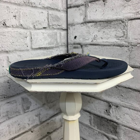 Crocs Classic Navy Blue Canvas Thong Flip Flops Sandals Big Kids J1 - Picture 4 of 10